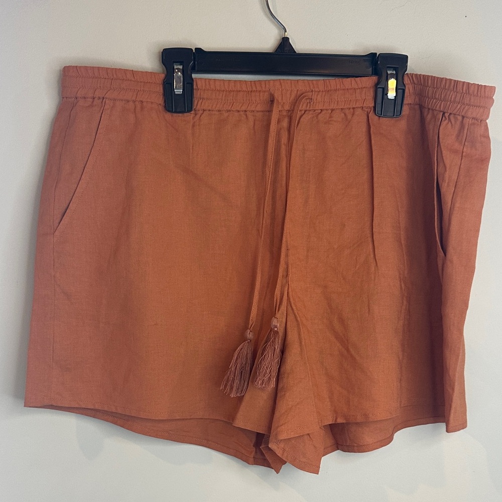 Andie Linen Blend Resort Wear Rust Shorts